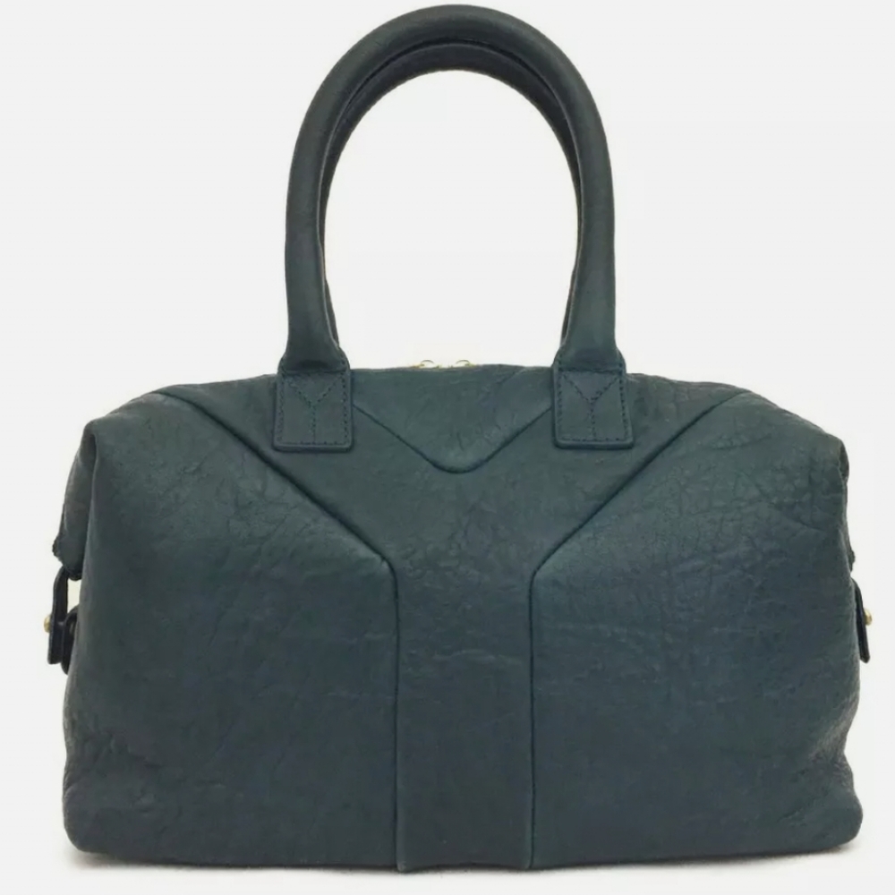 SAINT LAURENT GREEN RIVE GAYCHE LEATHER BOSTON HAND BAG/R0487 - Picture 12 of 14